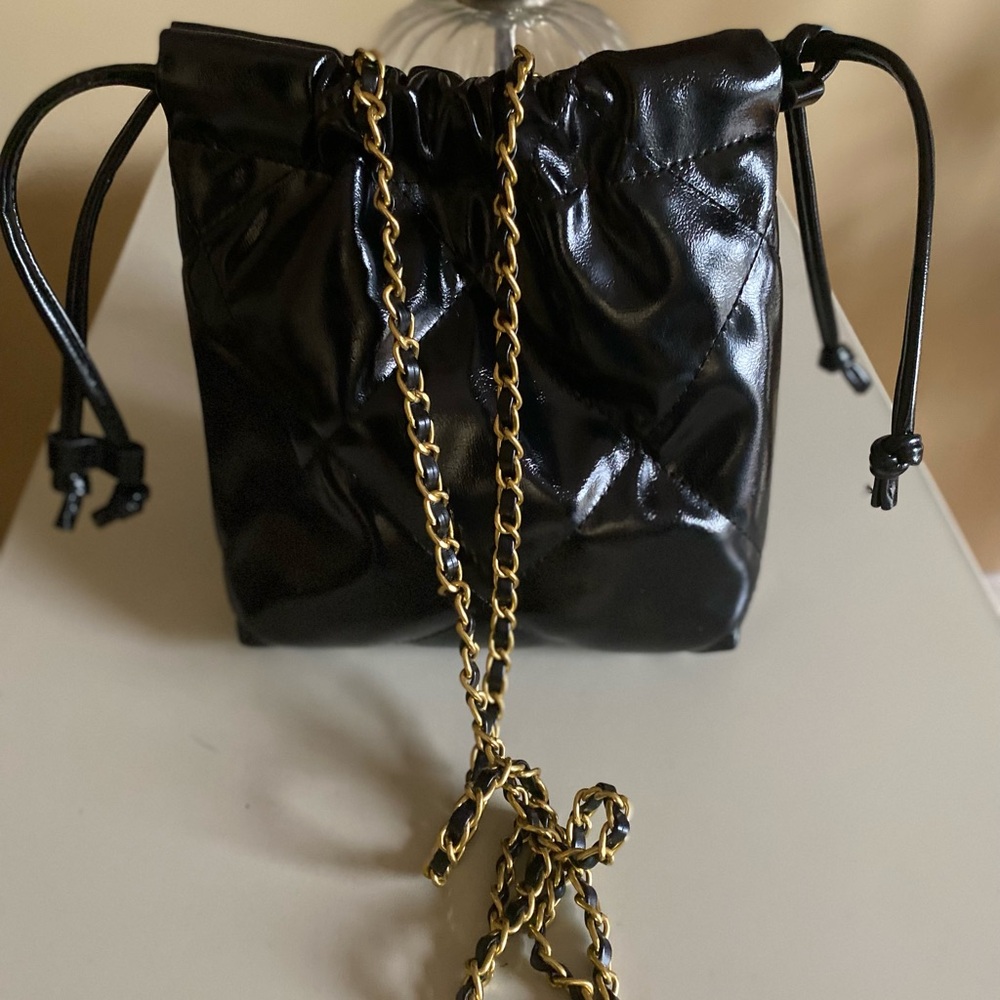 Black mini crossbody with chain strap